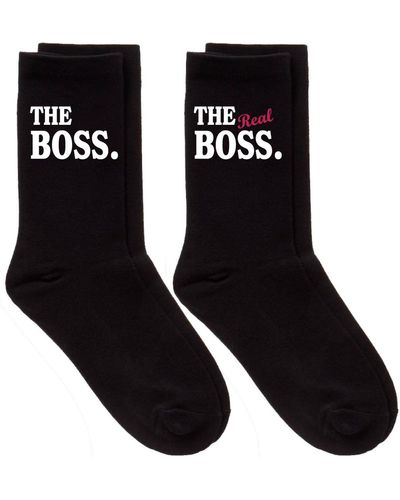 60 SECOND MAKEOVER Couples The Boss The Real Boss Black Calf Sock Set