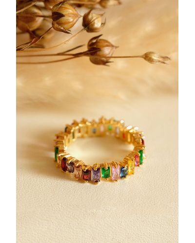 MUCHV Gold Rainbow Baguette Ring - Natural