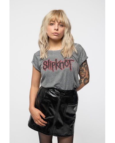 Slipknot Band Logo Burnout T Shirt - Grey