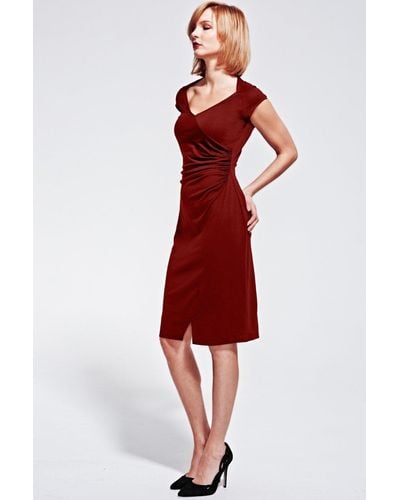 Hot Squash Raglan Sleeve Side Ruched Dress - Red