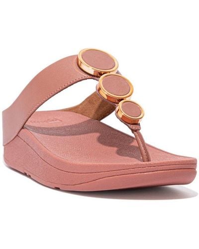 Fitflop 'halo Leather Toe-post' Sandals - Pink