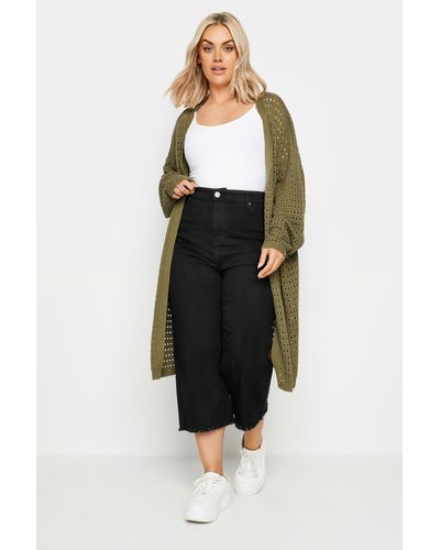 Yours Cropped Wide Leg Jeans - Black