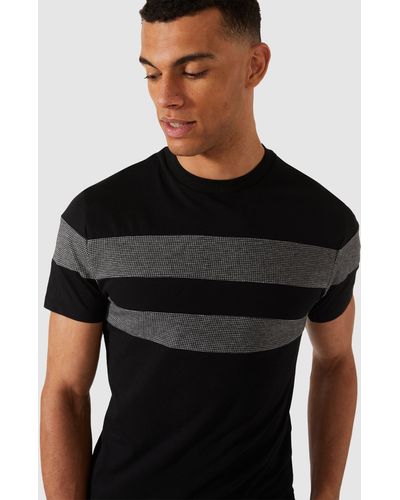 Red Herring Dogtooth Check Panel Tee - Black
