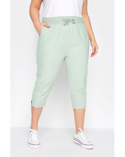 Yours Cool Cotton Cropped Joggers - Green