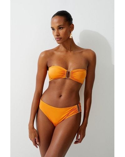 Karen Millen Slinky Trim Detail Cheeky Bikini Bottoms - Orange