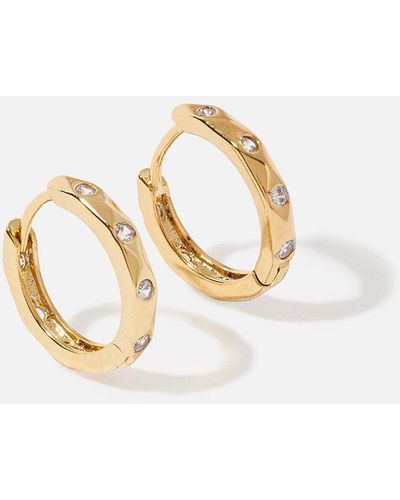 Accessorize Gold-plated Sparkle Inset Hoops - White