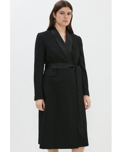 Coast Plus Size Tuxedo Tie Waist Midi Dress - Black
