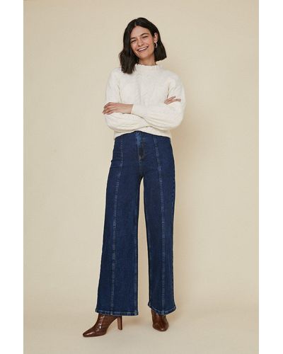 Oasis Denim Seam Detailed Wide Leg - Blue