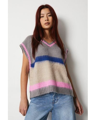 Warehouse Knitted Stripe Tank - Multicolour