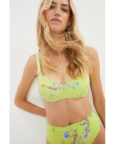 Coast Printed High Waist Belted Bikini - Green
