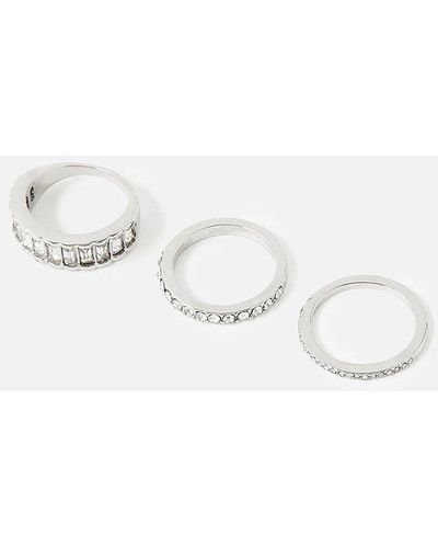 Accessorize Midnight Sky Mixed Gem Ring Multipack - White