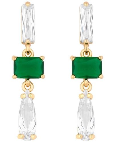 Jon Richard Gold Plated Mixed Stone Emerald And Cubic Zirconia Drop Earrings - Green