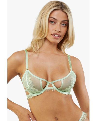 Wolf & Whistle Valentina Cut Out Trim Mesh Bra - Green