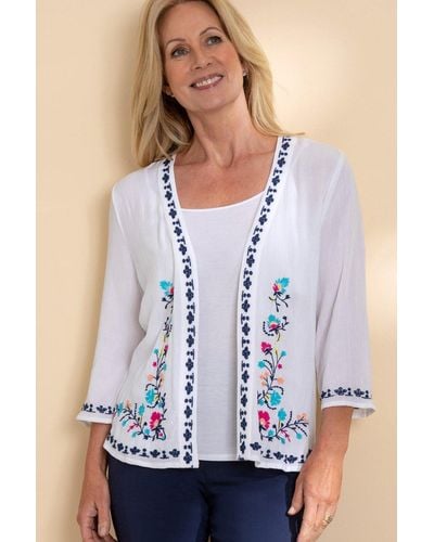Anna Rose Embroidered Boho Cover Up - Blue