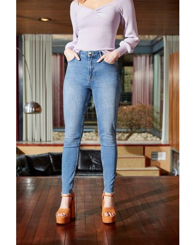 ANOTHER SUNDAY High Waisted Skinny Jean In Mid Wash - Blue