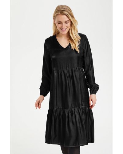 Cream Sally Long Sleeve Dress - Black
