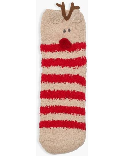 Boohoo Christmas Reindeer Bed Socks - Red