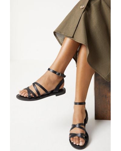 Faith : Marinette Multi Cross Strap Flat Sandals - Natural