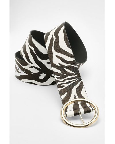 Boohoo Plus Zebra Leather Look Chunky Waist Belt - Black
