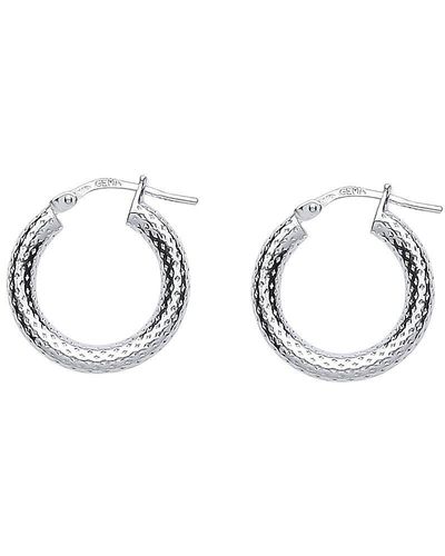 Jewelco London Silver Snake Skin Hoop Earrings 19mm 3mm - Er53 - Metallic