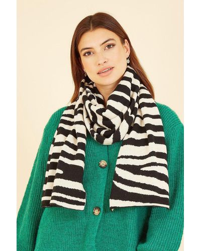 Yumi' Zebra Knitted Scarf - Green