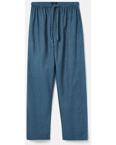 British Boxers 'stornoway' Herringbone Brushed Cotton Pyjama Trousers - Blue