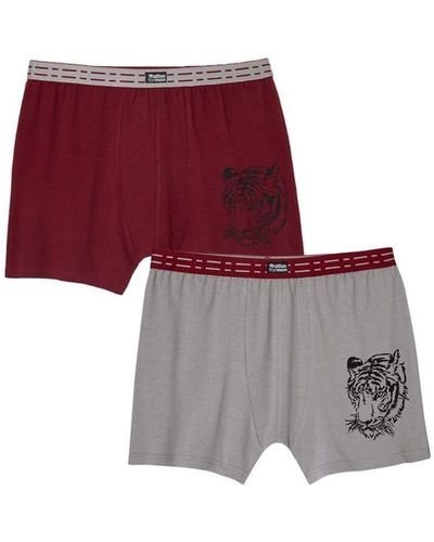 Atlas For Men Tiger Boxer Shorts Pack Of 2 - Red