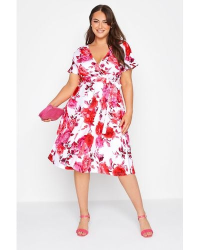 Yours Skater Wrap Dress - Red