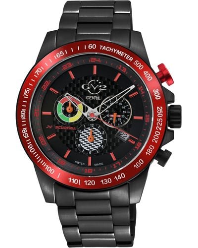 Gv2 Scuderia 9925b Chronograph Date Swiss Quartz Watch - Black