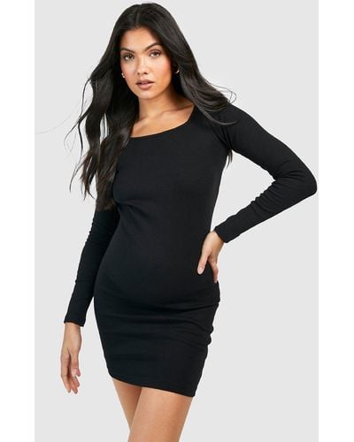 Boohoo Maternity Basic Square Neck Mini Dress - Black