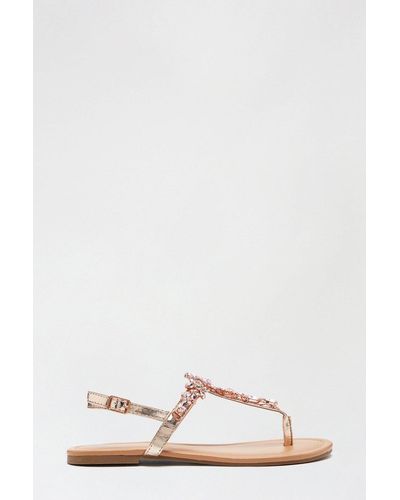 Dorothy Perkins Wide Fit Rose Gold Flower Sandal - Pink