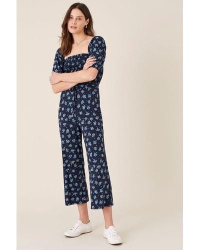 Monsoon 'floss' Printed Jumpsuit With Organic Cotton - Blue