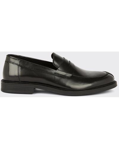 Burton Black Smart Leather Slip On Loafers