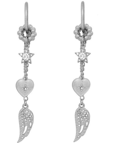 Bibi Bijoux Silver 'my Heart Belongs To You' Multi Charm Earrings - White