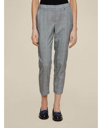 Dorothy Perkins Grey Check Print Ankle Grazer Trousers - Blue