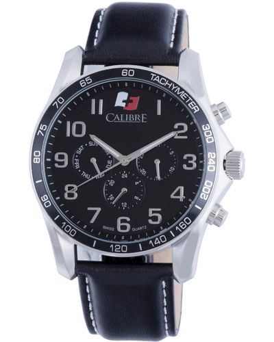 Calibre Buffalo Swiss Watch Leather Calfskin Watch - Black