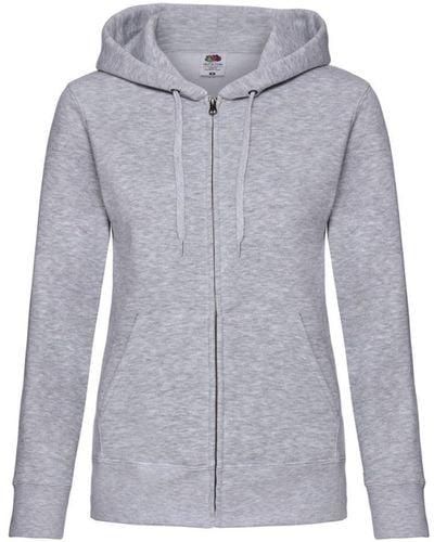 Fruit Of The Loom Premium Heather Zipped Lady Fit Hooded Jacket - Grey