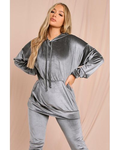 MissPap Velour Oversized Hoodie - Grey