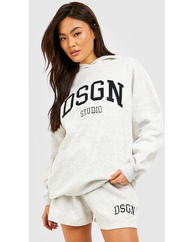 Boohoo Applique Embroidered Oversized Hoodie - White