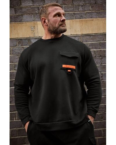 BadRhino Pocket Crew Neck Sweatshirt - Black