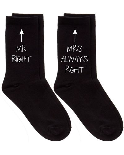 60 SECOND MAKEOVER Couples Mr Right / Mrs Always Right Black Calf Sock Set