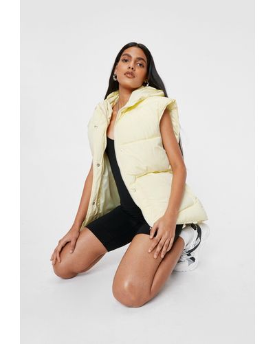 Nasty Gal Sleeveless Hooded Padded Jacket - Natural