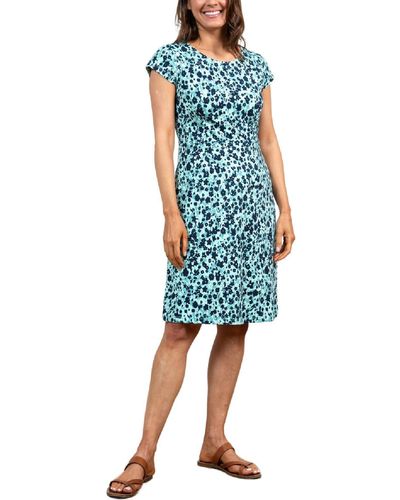 LILY & ME Cap Sleeves Harbourside Dress Confetti Round Neck - Blue