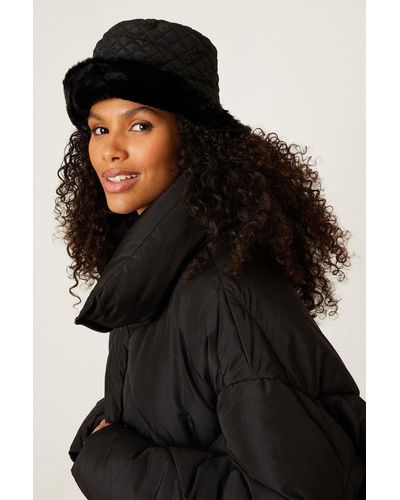 Dorothy Perkins Black Quilted Bucket Hat