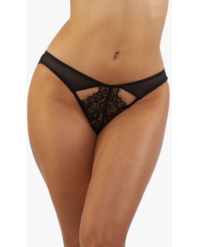 Wolf & Whistle Kennedy Strappy Mesh And Lace Brief - Brown