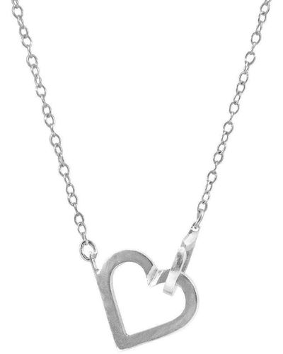 Anchor and Crew Little Heart Link Paradise Silver Necklace Pendant - Metallic