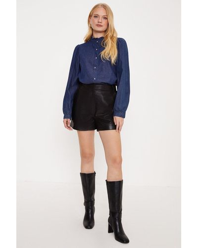Oasis Real Leather Pocket Shorts - Blue
