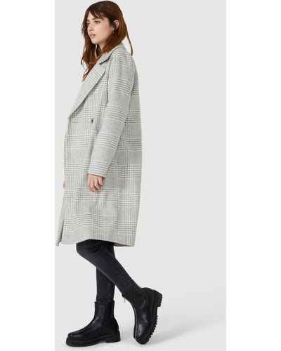 Red Herring Check Relaxed Smart Coat - Grey