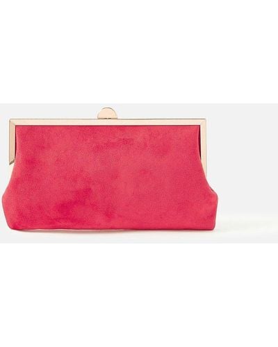 Accessorize Suedette Clip Frame Bag - Red