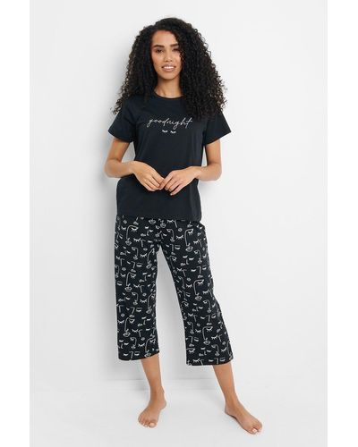 Threadbare 'edan' Cotton Pyjama Set - Black